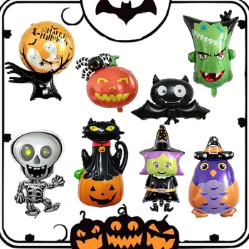 10шт мини-шариков с тыквами-призраками на Хэллоуин, украшения для Хэллоуина, Воздушные шары с пауком, игрушки из фольги, шары-летучие мыши, принадлежности для вечеринки на Хэллоуин