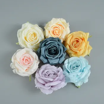 5шт 12 цветов Шелковые имитирующие головки роз для домашнего декора 