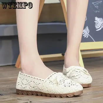 WTEMPO, Весенне-летняя женская новая обувь, модная корейская универсальная тканевая обувь, тонкие туфли на мягкой подошве с открытой спиной, прямая поставка
