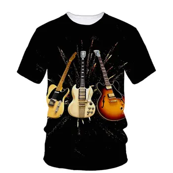 Гитарная диаграмма, крутая 3D печать, Летняя мужская персонализированная футболка, мода рок-группы, Персонализированный креативный свободный топ с коротким рукавом