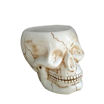 Керамическая чаша с черепом ручной росписи, подглазурный цвет, миска для украшения Хэллоуина, миска для супа, батончик, индивидуальное ведерко со льдом