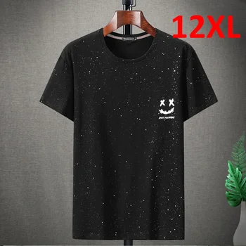 Плюс 10XL 11XL Футболка Мужская 2024 Летние футболки с коротким рукавом Мужская повседневная модная точечная футболка большого размера 12XL