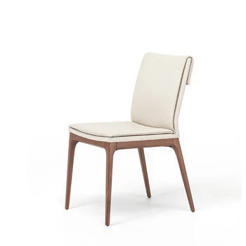 Современный кожаный обеденный стул в скандинавском стиле, домашний минималистичный стул, дизайнерский стул для ресторана, стул для журнала, высококлассный