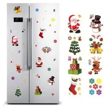 10шт Новогодних статических наклеек с изображением Санта-Лося 2024 года, рождественские украшения для домашнего холодильника, рождественские поделки Navidad