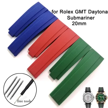 20 мм Силиконовые ремешки для Rolex GMT Daytona Submariner Diver Водонепроницаемый Резиновый Ремешок для часов Аксессуары