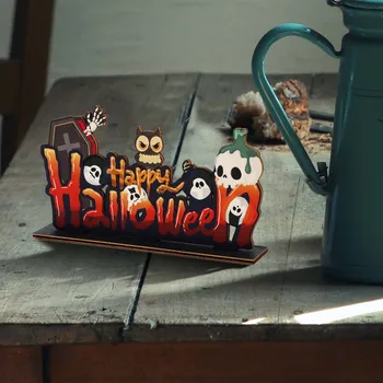 2023 Счастливого Хэллоуина Деревянные украшения Ghost Boo Horror Zombie Night Настольные украшения для вечеринок от Helloween