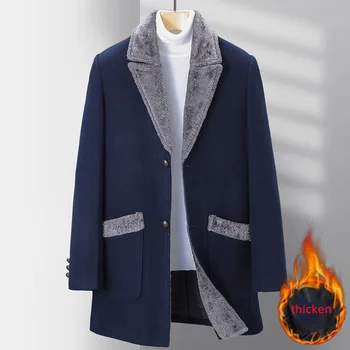 2024 новое поступление, утепленные мужские шерстяные куртки высокого качества, мужское зимнее теплое пальто, Модный классический тренч размера M-5XL