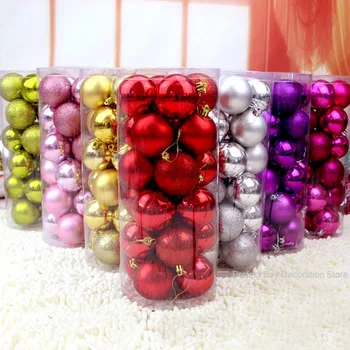 24шт 8 см, Три вида пластиковых рождественских шаров для Рождественской елки, Принадлежности для украшения, С Рождеством, С Новым годом