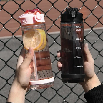 500/700 МЛ Портативная бутылка для воды большой емкости, спортивные соломенные стаканчики, студенческие пластиковые стаканчики для воды, устойчивые к падению, герметичные