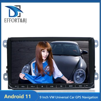 9 Дюймовый V W Универсальный размер Android 11 Автомобильный радиоплеер Аудио Стерео WIFI RDS BT GPS Навигация Мультимедийный плеер
