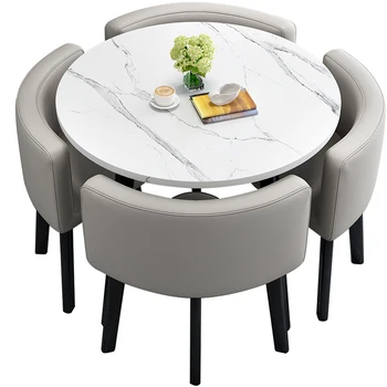 L Современный складной обеденный стол, домашний обеденный стол, круглый стол, стол для переговоров, приемная, комбинация стола и стула