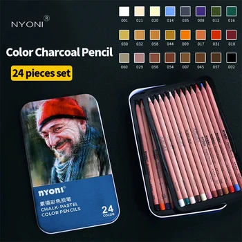 NYONI 24 Цветной эскиз портрета угольным карандашом, ручная роспись по дереву, карандашный эскиз, профессиональные художественные принадлежности для рисования кистью