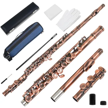 SLADE 16 Закрывающих/открывающих отверстий, флейта с ключом, Флейта из мельхиора, Концертная Поперечная флейта, Музыкальный инструмент с ключом E, аксессуары