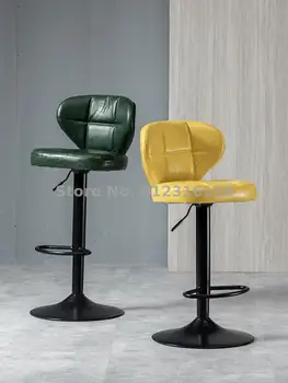 Барный стул современный простой подъемный с поворотной спинкой табурет для стойки регистрации легкий роскошный модный барный стул для дома железный стул с высокими ножками