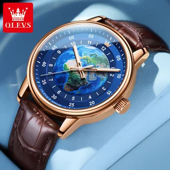 Бренд OLEVS Повседневные часы для мужчин с водонепроницаемым кожаным ремешком, кварцевые часы с цифровым циферблатом, мужские наручные часы Relogios Masculino