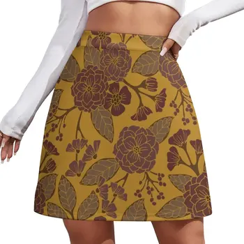 Горчично-желтая и сиреневая Мини-юбка с Цветочным узором, новинка в одежде, юбки для женщин 2023, короткая юбка для женщин