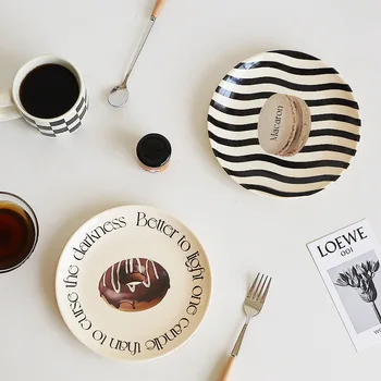 Декоративная тарелка в стиле Ins Круглый Меламиновый поднос для макарон, Фруктовая чашка, Чайный поднос, инвентарь для хлеба, тарелка в виде сердца, Обеденная тарелка, тарелка для хранения