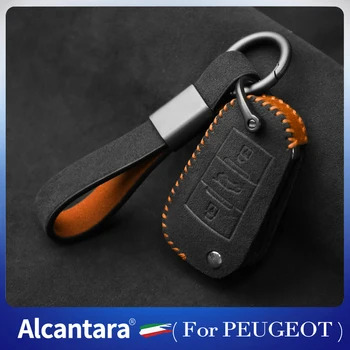 для Peugeot 3008 208 308 508 408 2008 307 4008 чехол для ключей из алькантары, замши, персонализированный кулон