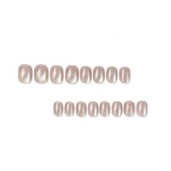 Дымчато-серый s, глянцевые накладные ногти, милые и очаровательные многоразовые накладные ногти для женского маникюрного салона
