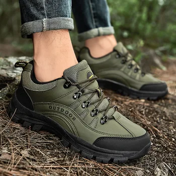Зеленые походные ботинки большого размера, мужская уличная обувь, Дышащие Походные кроссовки для кемпинга, мужская военно-тактическая обувь Senderismo 2023
