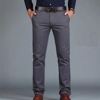 Летние тонкие мужские брюки Повседневные брюки Хлопковые брюки прямого кроя Черно-серый Размер 40 42