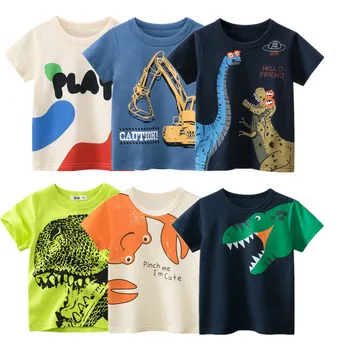 Летняя детская футболка с 3D-рисунком для мальчика, футболка с изображением динозавра и акулы для мальчиков, топы для девочек, футболки, детская одежда с героями мультфильмов