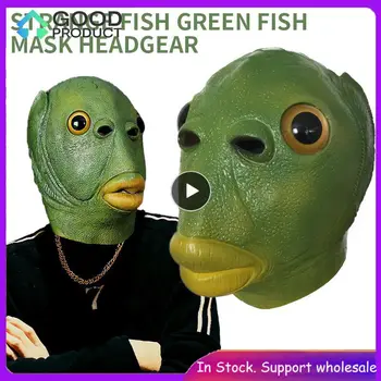 Маска странной зеленой рыбы из латекса, зеленый рыбий головной убор, пародия на ужасы, забавная маска для вечеринки, маски для косплея, реквизит для косплея на Хэллоуин для взрослых