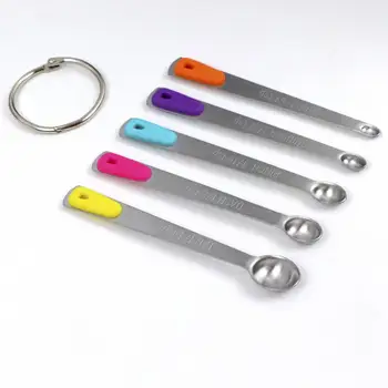 Мерные ложки из нержавеющей стали, красочный набор точных мини-мерных ложек с длинными ручками, незаменимый на кухне для аккуратности.