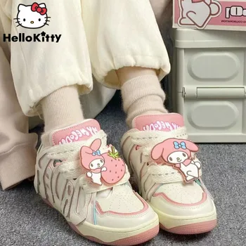 Милые Женские кроссовки Sanrio Melody из мультфильма Y2k, милая дышащая женская обувь для хлеба, Корейская модная универсальная студенческая обувь на платформе