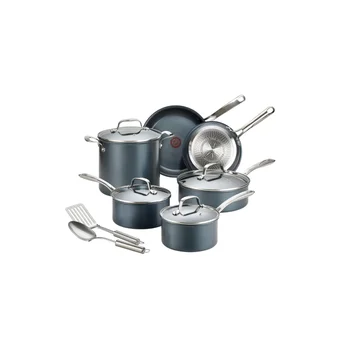 Набор посуды T-fal Platinum с антипригарным покрытием, индукционная подставка, неограниченная коллекция посуды, Набор посуды из 12 предметов с антипригарным покрытием