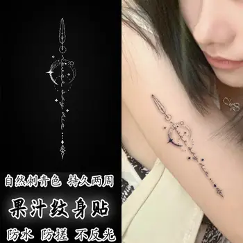Наклейки с татуировками Moon English Arrow Flower Arm Clavicle Juice, стойкая водонепроницаемая временная татуировка Hot Girl Y2k, поддельная татуировка