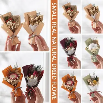 Натуральные Сухоцветы Real Happy Flower Маленький Букет Мини-коробка для принадлежностей Пресс-вечеринка Декоративное Украшение Подарок F6P5