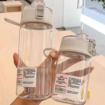 Новая бутылка для воды объемом 550 / 800 мл со шкалой времени, портативная прозрачная бутылка для воды Kawaii, Спортивная чашка для воды, Пластиковая Удобная чашка