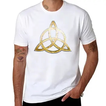 Новая футболка Triquetra Gold с аниме, топы больших размеров, футболки оверсайз, мужские футболки