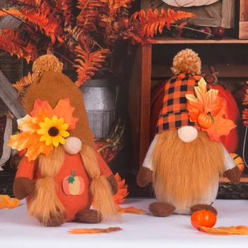 Новый Хэллоуин Фестиваль Урожая Тыквы Кленовый Лист Безликая Кукла Гном День Благодарения Осенний Кукольный Орнамент
