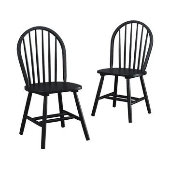 Обеденные стулья из массива дерева Better Homes and Gardens Autumn Lane Windsor, комплект из 2 предметов, черная отделка
