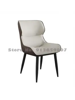 Обеденный стул Nordic Light из роскошной железной кожи, простой Домашний стул со спинкой, ресторан, отель, итальянский дизайнер, Мягкая поверхность может быть