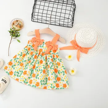 Одежда для маленьких девочек, летняя крутая детская юбка на подтяжках, яркое хлопковое платье на подтяжках с цветочным принтом для девочек