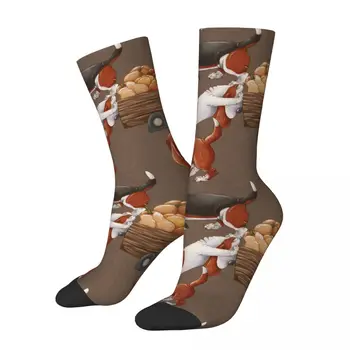 Осень, тема дизайна собаки Бассет-Хаунд, носки для экипажа, Мерч для мужчин, уютные носки с принтом