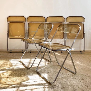 Прозрачные обеденные стулья, скандинавский шезлонг с откидной спинкой, простой современный обеденный стул из акрила, кухонная мебель, стул для макияжа