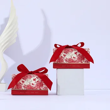 Роскошная подарочная коробка с ленточными ручками и крышками в прямоугольном виде для предложения руки и сердца подружке невесты, Свадебной упаковки подарков на Рождество, Хэллоуин, День рождения