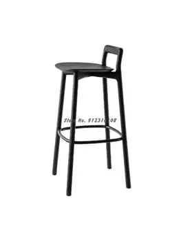 Скандинавский барный стул с высокой ножкой из массива дерева простой современный чистый красный стиль ins новый китайский изготовленный на заказ стул для стойки регистрации bar KTV bar stool