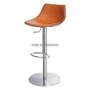 Скандинавский барный стул табурет с высокой ножкой современный простой легкий роскошный бытовой подъемный вращающийся кожаный барный стул из нержавеющей стали