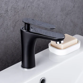 Смеситель для раковины Элегантный смеситель для ванной комнаты с горячей и холодной водой, смеситель для раковины с одной ручкой и одним отверстием, установленный на бортике