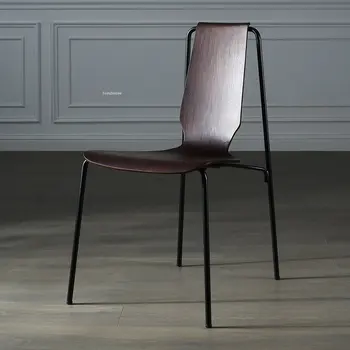 современная кухонная мебель Обеденные стулья для дома Минималистичный стул для столовой из массива дерева Промышленный креативный стул со спинкой