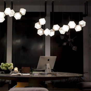 Современный подвесной светильник DNA LED для гостиной, спальни, столовой, роскошной многоугольной стеклянной молекулярной кухни, потолочной люстры