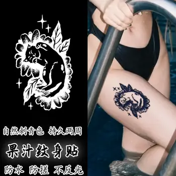 Травяные наклейки с татуировками кошек для женщин, сексуальные временные татуировки на бедрах, водонепроницаемые мультяшные поддельные татуировки в стиле панк, стойкие наклейки