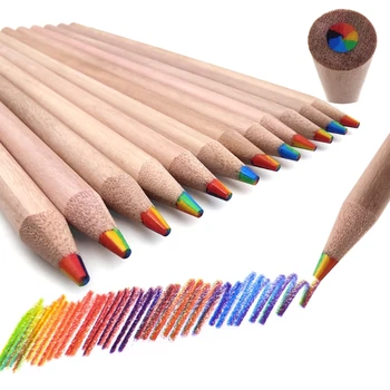 Цветной карандаш, 7 в 1, радужные карандаши для учащихся, набор деревянных карандашей