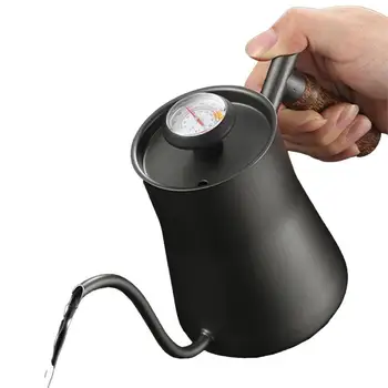 Чайник с гусиной шеей, кофейник из нержавеющей стали с точной температурой, кофеварка с термостойкой ручкой Работает.
