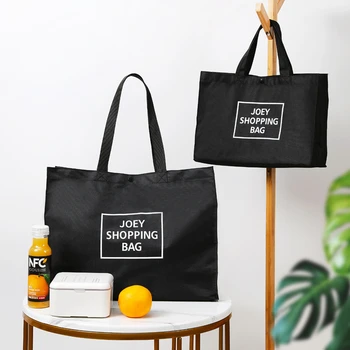 Черная складная сумка для покупок из супермаркета, портативная ручная Оксфордская продуктовая сумка-тоут, Эко-сумки многоразового использования через плечо